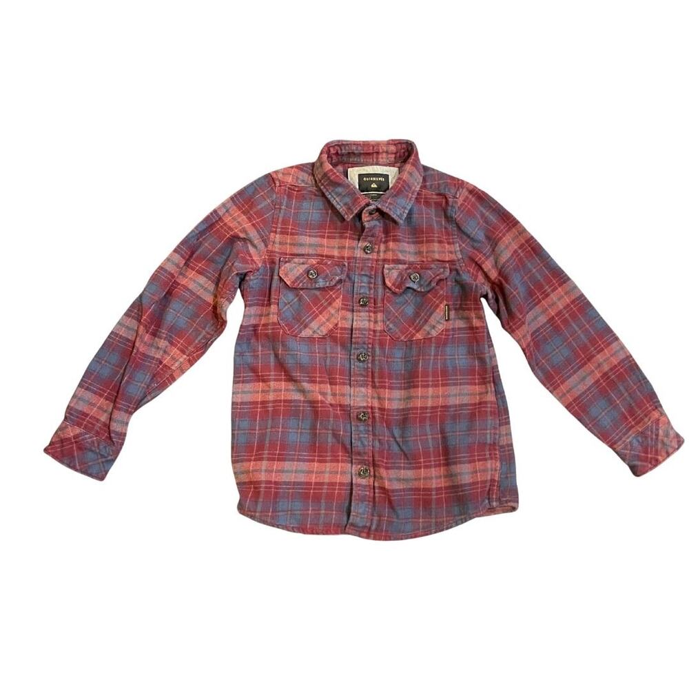 Quiksilver Youth Boy Plaid Flannel Long Sleeve Shirt Size 7 Kidscore